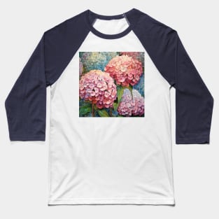 Simple Pink and Blue Folk Art Hydrangeas Baseball T-Shirt